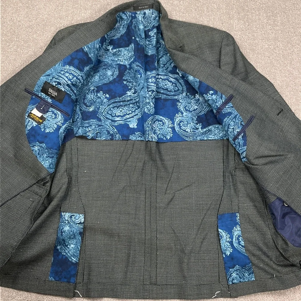 Tallia Blazer Mens 46R Gray Micro Texture Sterling Evening Italian Silk Wool NWT